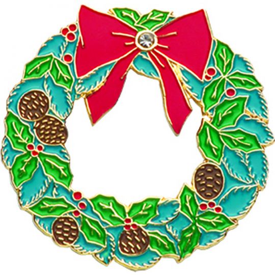 Christmas Wreath Pins | Enameled Christmas Wreath Pins |Terra