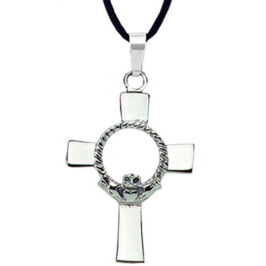 Stainless Steel Polished Claddagh Cross 20in Necklace: Precious Accents,  Ltd.