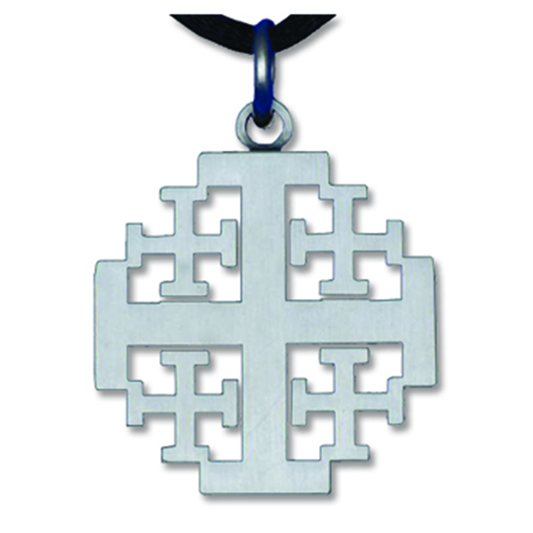 14k Gold 'Jerusalem Cross' Necklace with 'Jerusalem' Engraving